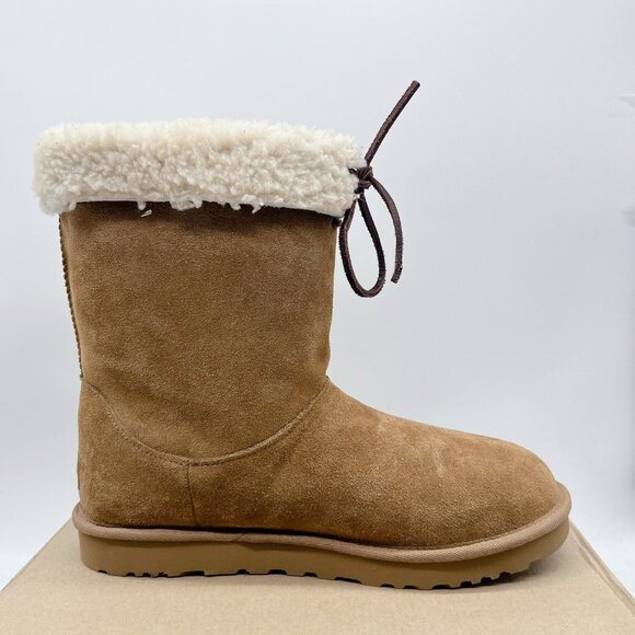 UGG Australia Sarissa Shearling Short Chestnut Waterproof Boots Suede US 11 - Picture 8 of 12